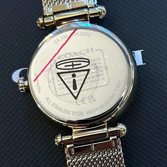 NWT Coach Cary Watch With 34mm Silver White Face & Golden MeshBracelet - Picture 2 of 6